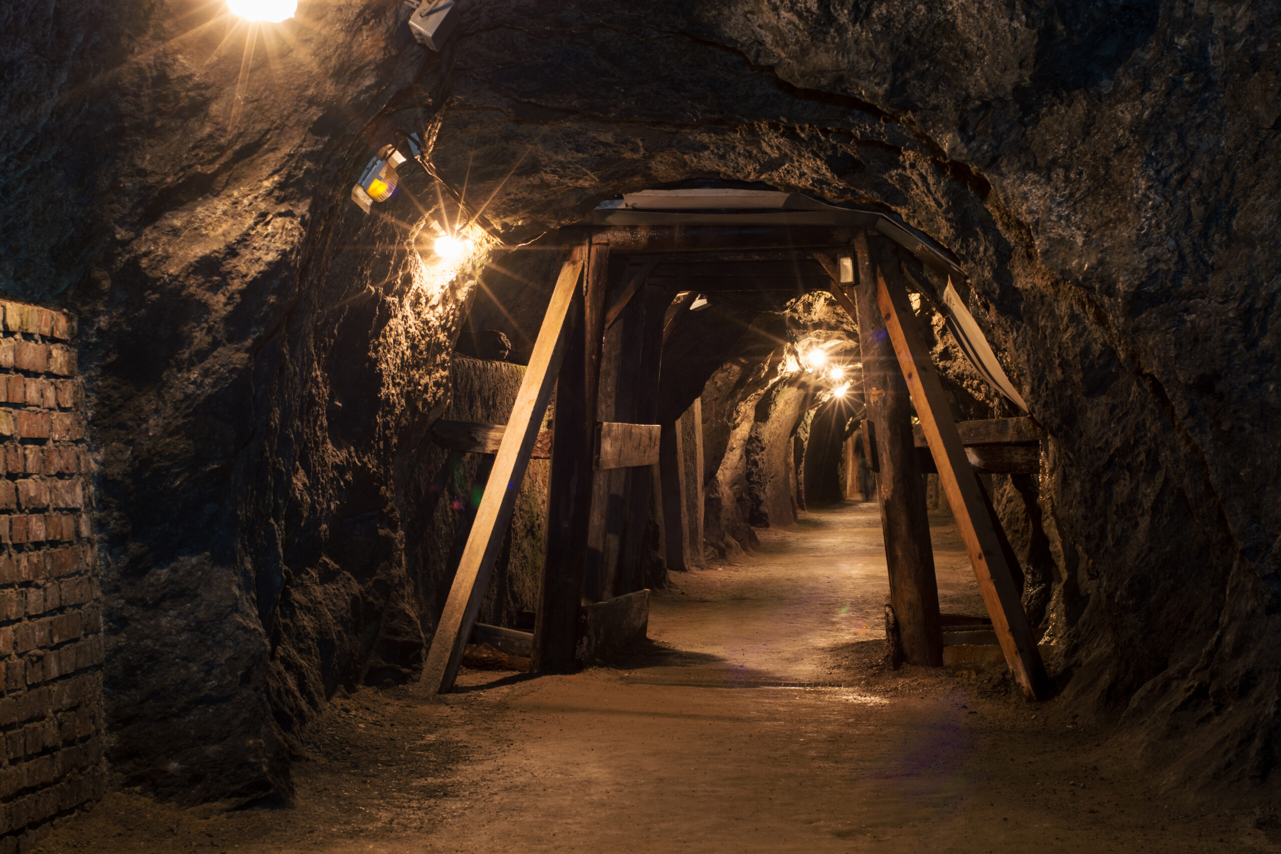 Long tunnel through gypsum mine